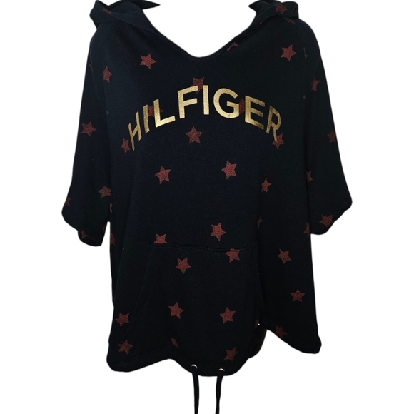 Tommy Hilfiger Sport Drawstring Faded Star/Gold Logo Pullover Hooded Top - Picture 1 of 3